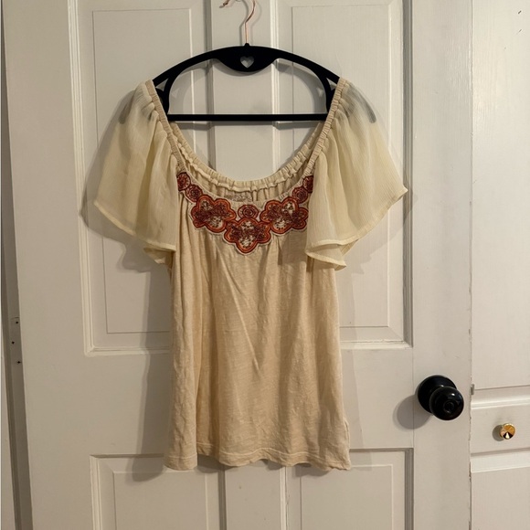 Deletta (Anthropologie) Cream Blouse with Red Embroidery - Picture 2 of 9